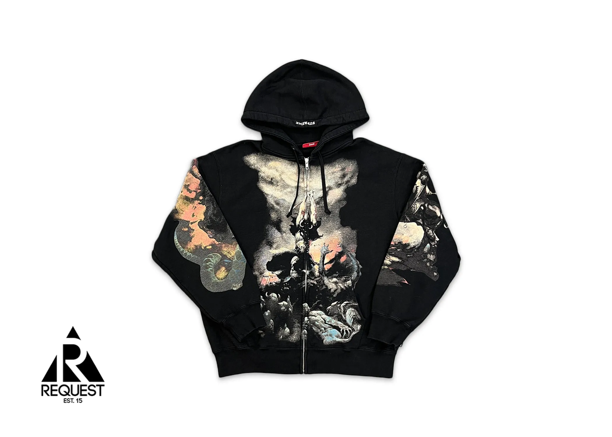 x Frazetta Zip Up Hooded Sweatshirt Black