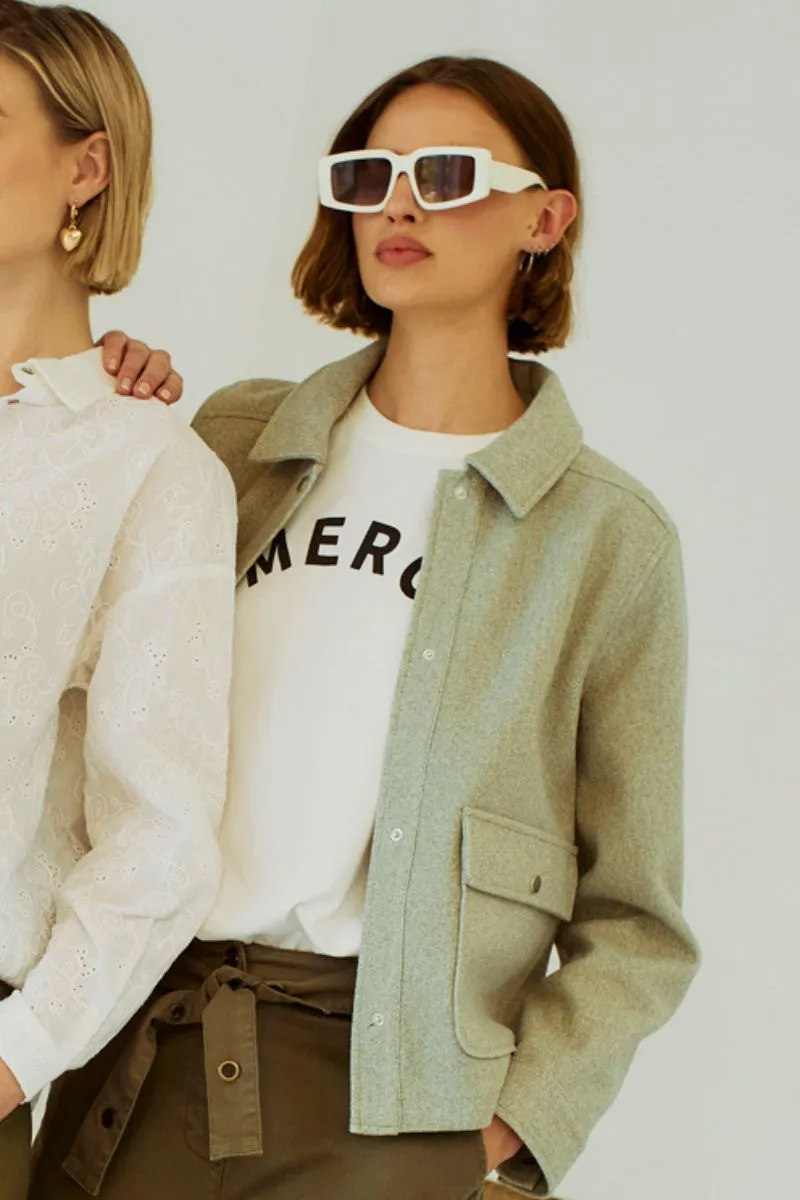Yanna Jacket 205308 | Deep Lichen Green Mel. | Outerwear fra Freequent