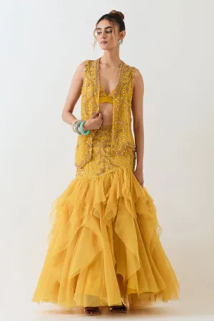 Yellow Hand Embellished 3-Piece Co-Ord Set